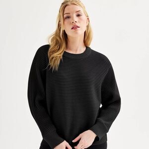 New Women's FLX Ottoman Stitch Pullover Sweater Black Size L